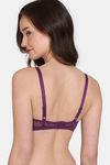 Zivame Primrose Padded Non Wired 3/4th Coverage Lace Bra - Dark Purple — thumbnail 3